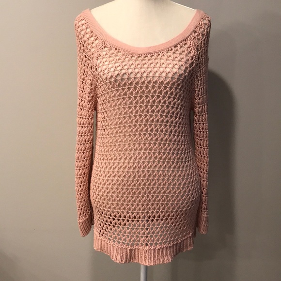 American Eagle Outfitters Sweaters - 🔸 American Eagle Open Knit Tunic Sweater Pink L